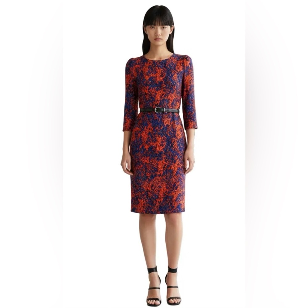 Sandro Blue Red Abstract Open Back Dress Sz 4